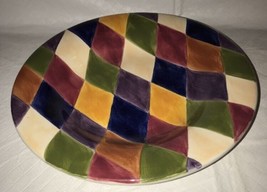 Tabletops Harlequin Multicolored Diamond Design Rimmed Soup/Pasta/Salad ... - $14.99