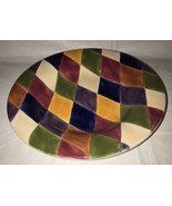 Tabletops Harlequin Multicolored Diamond Design Rimmed Soup/Pasta/Salad ... - £11.95 GBP