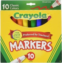 CRAYOLA Broad Line Markers Assorted Classic Colors 10 Markers - £6.22 GBP