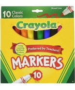 CRAYOLA Broad Line Markers Assorted Classic Colors 10 Markers - £6.32 GBP