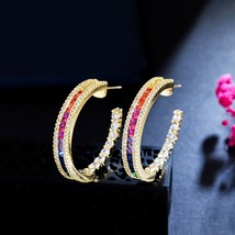 Y multicolor cubic zirconia big circle round hoop earring for brides luxury gold colour thumb200
