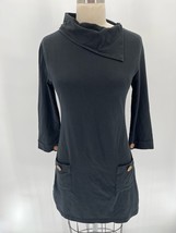 Synergy Organic Clothing Cowl Neck Tunic Top Sz S Black 3/4 Sleeve Shirt - £30.82 GBP