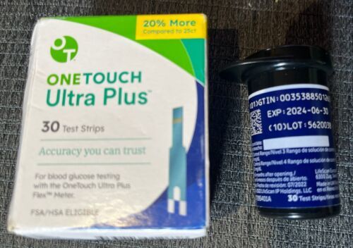 (2 ct) One Touch Ultra Plus Test Strips 60 ct total test strips READ 6/24 - $19.79