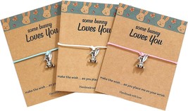 Easter Gifts for Girls Stainless Steel Adjustable Bunny Charm Bracelets Cute Bun - £25.57 GBP