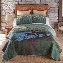 Donna Sharp Moose Retreat Quilted Bedding Collection Lodge Brown Green Blue New - £124.83 GBP+