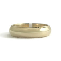 Milgrain Plain Wedding Band Ring 14K Yellow Gold, Size 5.25, 4.5 mm, 3.56 Grams - £312.42 GBP