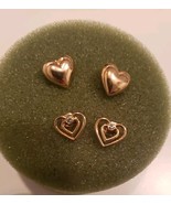 Avon Signed Goldtone Heart Pierced Stud Earrings Lot Of 2 - $16.34