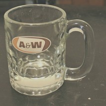Vintage A &amp; W Root Beer Medium Mug Heavy Glass w/ Thumbprint Design 4 3/8&quot; Logo - £15.54 GBP
