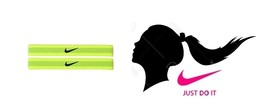 New NIKE Womens Girls SET OF 2 HAIR TIES NEO GREEN Swoosh Logo Polyester  - $6.00