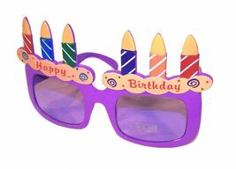 1 pair PURPLE HAPPY BIRTHDAY CAKE PARTY GLASSES costume unisex sunglasse... - $9.49