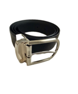 NEW TUMI leather men's belt black 34 made in France reversible black pebble - $98.99