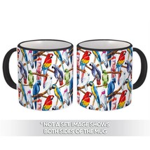Exotic Birds : Gift Mug Pattern Parrot Macaw Cockatoo Tropical Jungle Decor Art - £12.74 GBP
