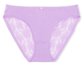 M  Lilac Soft Purple Victorias Secret FULL Back Floral Lace Keyhole Bikini Panty - £10.02 GBP