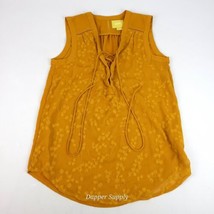 Maeve Anthropologie Mustard Yellow Lace Up Tank Blouse Size 0 - $27.62