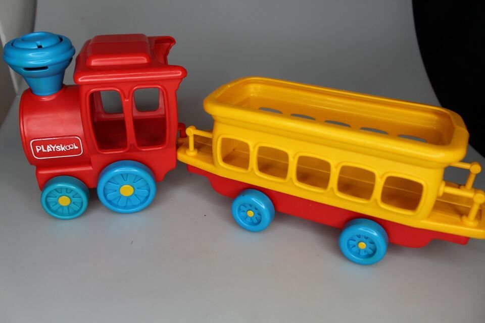 Playskool Train Car 12" 1986 Red Yellow and train missing front part - $19.79