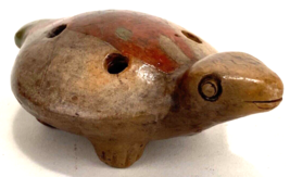 Turtle Tortoise Ocarina Flute-4 Hole-Painted Fish-Hand Made-4.5" Long-Vtg - $37.50