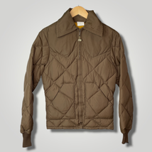 Vintage 1970s Walls Blizzard Pruf Brown Quilted Goose Down Jacket S - £57.06 GBP
