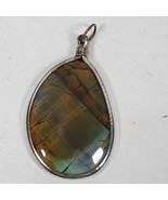 Vintage Labradorite Previous Stone Pendant 2.25 Inch Reversible UNSIGNED - $45.32 CAD