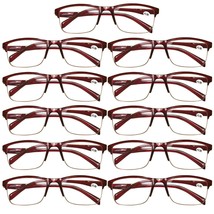 11Pair Womens Half Frame Square Classic Reading Glasses Red Spring Hinge... - $17.89