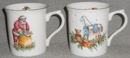 1992 Set (2) The Cellar SANTA - ROCKING HORSE PATTERNS Handled Mugs JAPA... - $15.83