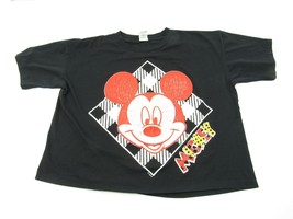 Vintage Mickey Mouse 90s T-Shirt Court Haut Noir Disney Radcliffee Simple Point - £11.34 GBP