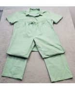 2 Piece Set Coofandy Pants &amp; Shirt Women Large Green Summer Collared But... - $40.18 CAD