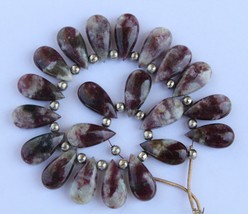 Natural, 20 piece smooth tourmaline quartz gemstone teardrop briolette beads, 9  - £49.81 GBP