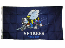Navy Seabees Flag 3X5Ft Polyester Can Do Miltary Banner Man Cave Garage ... - $18.99