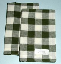 Sferra Jacquard Woven Checkered Linen Dinner Napkins 2 PC. Dark Green 20... - $34.55