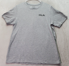 Huk T Shirt Mens Large Gray American Flag Graphic Print Short Sleeve Crew Neck - £13.76 GBP