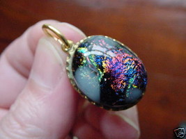 (#DB-105) DICHROIC Fused GLASS Pendant brass PURPLE RED WHITE Wow - $14.01
