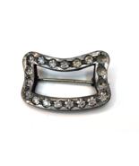 Vintage Brooch Silver Tone &amp; Rhinestone Open Rectangular Pin FOR REPAIR - $7.00