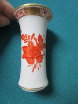 Herend Hungary Vase Red Flowers 3 1/2&quot; [*Zs] - £35.29 GBP