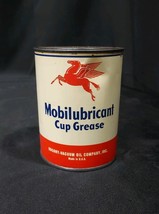 Vintage Mobilubricant Cup Grease Can Mobil Oil Socony Pegasus Gas Station  - $47.41 CAD