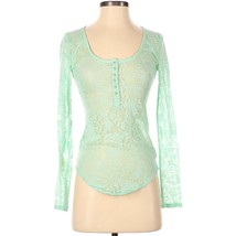 Free People Boho Lace Top Sheer Lace Top Festival Top Mint Green Sz XS - $28.04