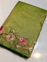 Exquisite Banarasi  Tissue Silk Crushed Embroidery Saree with Double Zari Woven  - £75.93 GBP