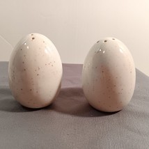Ceramic Hand Painted Glazed Cream and Speckled Egg Salt &amp; Pepper Shaker Set - £11.07 GBP