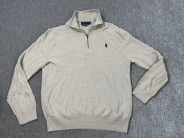 Polo Ralph Lauren Sweater Mens 2XL Beige 1/4 Zip Pullover Pima Cotton Kn... - $29.69