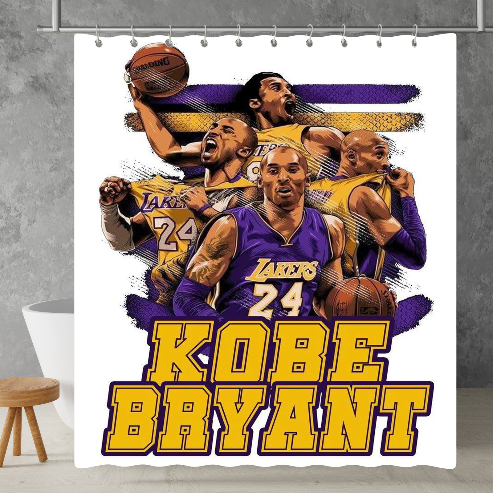 New!!! Los Angeles Lakers Custom Waterproof Polyester Shower Curtain 4 Size Item image 9