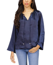 Michael Michael Kors Women&#39;s Satin Bell-Sleeve Chain-Neck Top - Midnight... - $32.89