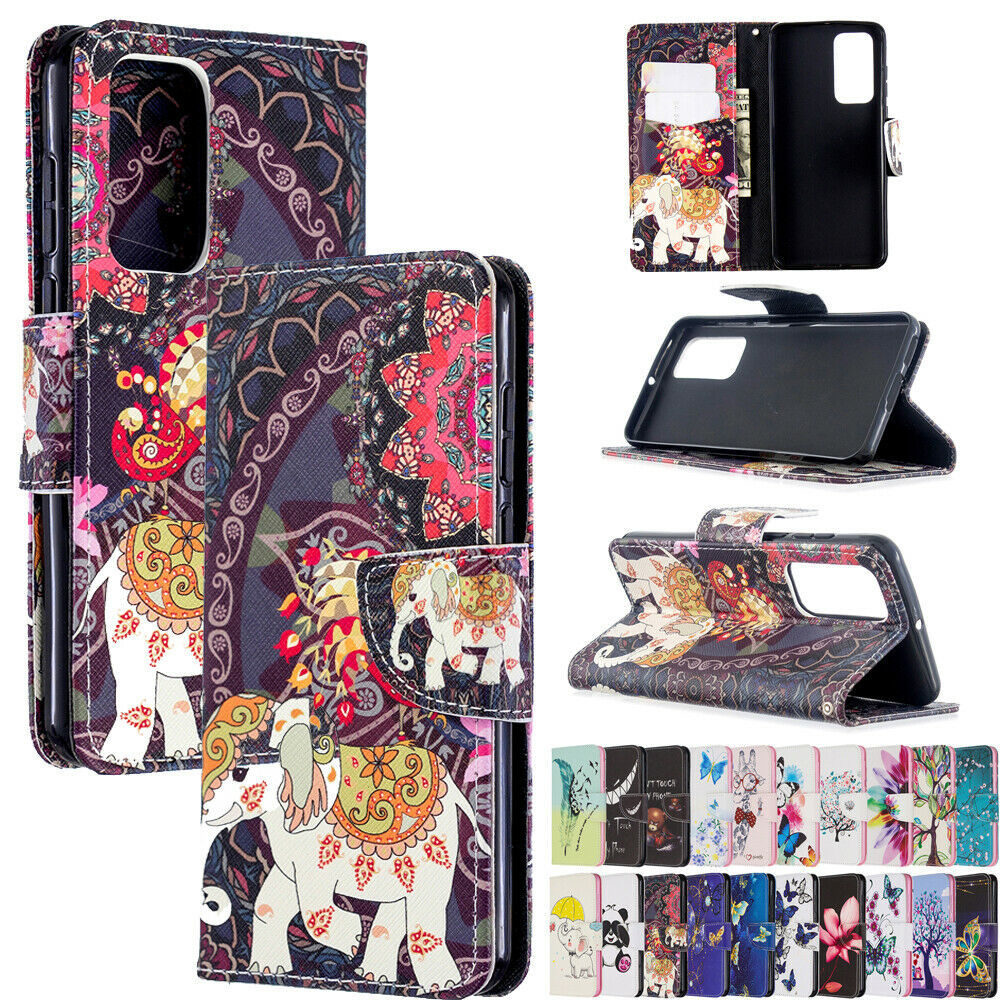 For Huawei P40 Pro Lite E P30 P20 Pro Y7P Painted Flip Leather Wallet Case Cover