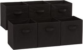 Collapsible Fabric Storage Cubes Organizer With Handles Black Pack of 6 NEW - £23.99 GBP
