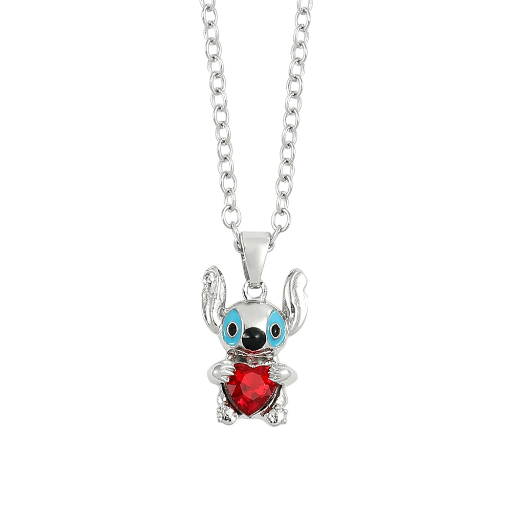 1 Pc Lilo and Stitch Necklace Kawai Heart Necklace Y2k -stitch necklace - $4.56