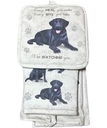 Black Labrador 3-Piece Kitchen Set - Oven Mitt, Pot Holder &amp; Kitchen Tow... - $32.58 CAD