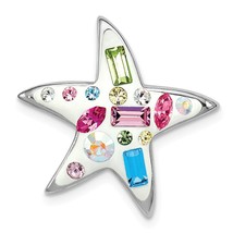 Sterling Silver Rhodium Plated Stellux Crystal Star Slide Pendant Jewelry - £22.78 GBP