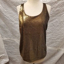 NWT Ann Taylor Women&#39;s Gold Sequin Tank Top, Size MP - £58.37 GBP