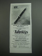 1989 Fahrney&#39;s Pens Montblanc Meisterstuck Rollerball Pen Ad - £14.78 GBP