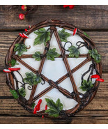 Wicca Toadstool Ivy Leaves Twisted Branches Pentagram Star Wall Decor Pl... - £23.69 GBP