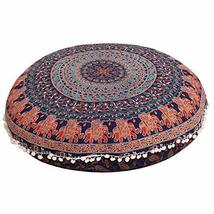 Traditional Jaipur Elephant Floral Mandala Floor Cushion, Decorative Throw Pillo - £35.96 GBP