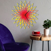 Large elegant red / yellow geometric clock, a sunburst wall clock - Fire... - $159.00+